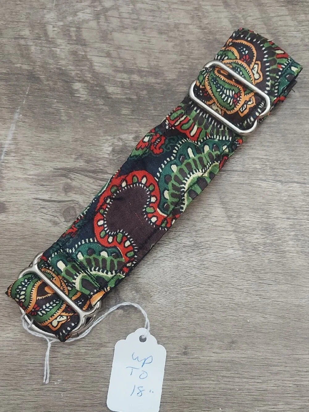 Ornate Tapestry Bohemian Paisley Handmade Custom Martingale Dog Collar 1.5